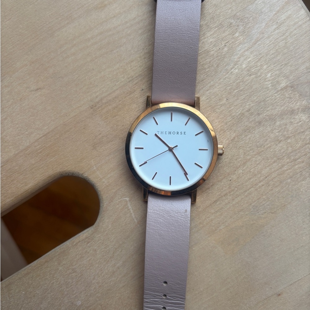 The Horse Rose Gold Minimalist Watch | Blush Leather | Needs Battery